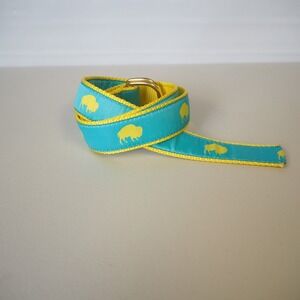 Preston D Ring Canvas Belt Yellow Buffalo Y2K Preppy Neon Bright Made in USA